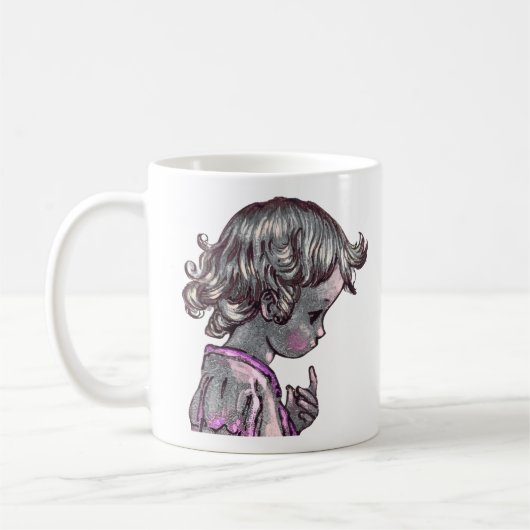 Mädchen mit Locken Tasse (Links)