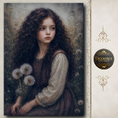 Mädchen mit lockigem Haar und Löwenzahn Seidenpapier