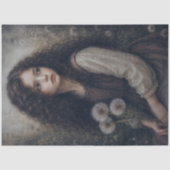Mädchen mit lockigem Haar und Löwenzahn Seidenpapier (Vorderseite)