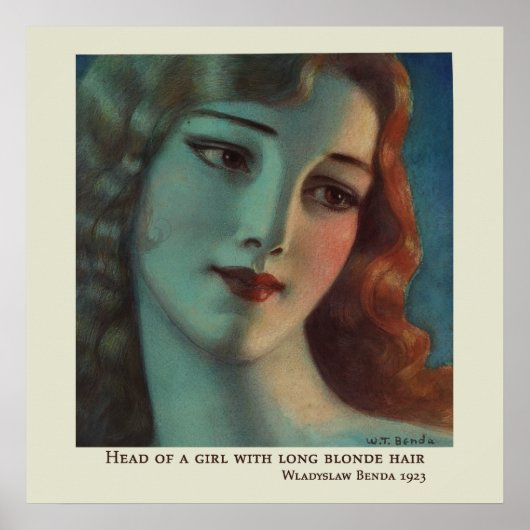 Mädchen mit Long Blonde Hair von Wladyslaw Benda Poster (Vorne)