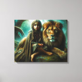 Mädchen mit Löwe Leinwanddruck (Vorderseite)