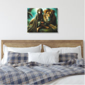 Mädchen mit Löwe Leinwanddruck (Insitu (Schlafzimmer))