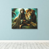 Mädchen mit Löwe Leinwanddruck (Insitu (Holzboden))