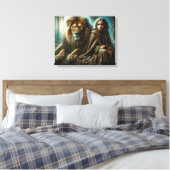 Mädchen mit Löwe Leinwanddruck (Insitu (Schlafzimmer))