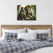 Mädchen mit Löwe Leinwanddruck (Insitu (Schlafzimmer))