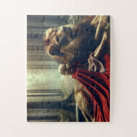 Mädchen mit Löwe Puzzle (Vertikal)