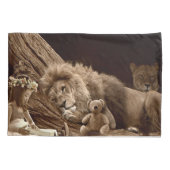 Mädchen mit Löwe und Teddy Bear Kissenbezug (Rückseite)