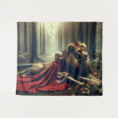 Mädchen mit Löwe Wandteppich (Vorderseite (Horizontal))