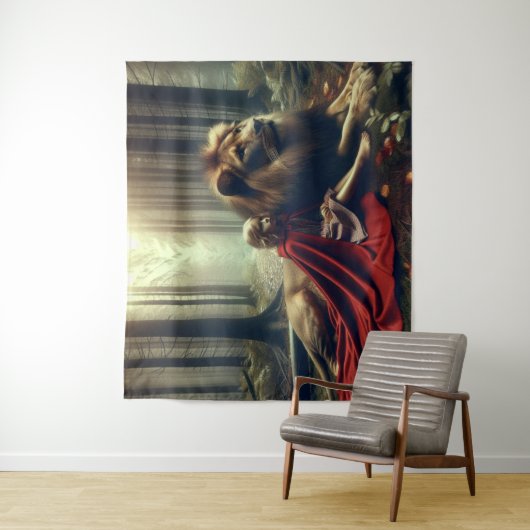 Mädchen mit Löwe Wandteppich (Beispiel)