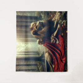 Mädchen mit Löwe Wandteppich