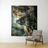 Mädchen mit Löwe Wandteppich (Beispiel)