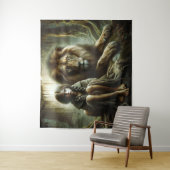 Mädchen mit Löwe Wandteppich (Beispiel)