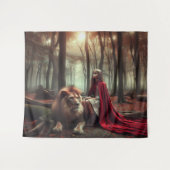 Mädchen mit Löwe Wandteppich (Vorderseite (Horizontal))