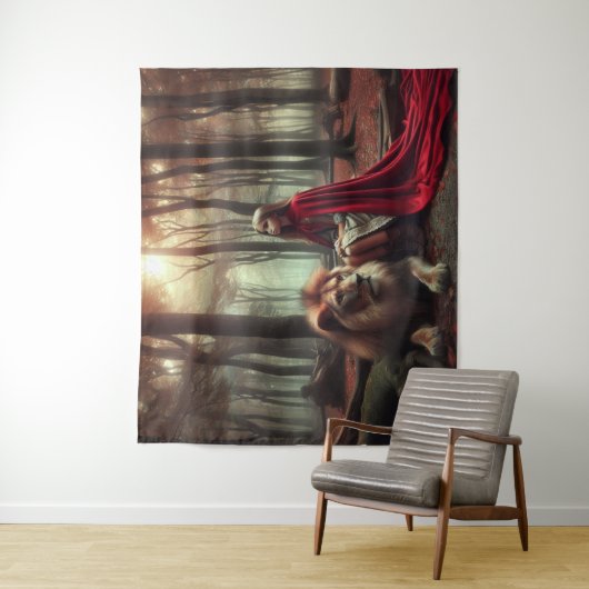 Mädchen mit Löwe Wandteppich (Beispiel)