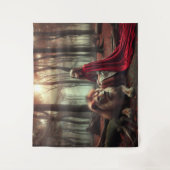 Mädchen mit Löwe Wandteppich (Vorderseite)