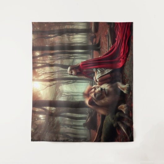 Mädchen mit Löwe Wandteppich (Vorderseite)