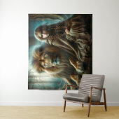 Mädchen mit Löwe Wandteppich (Beispiel)