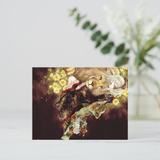 Mädchen mit Löwenanime Postkarte (Stehend Vorderseite)