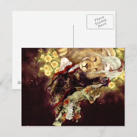 Mädchen mit Löwenanime Postkarte (Vorne/Hinten)