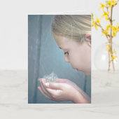 Mädchen mit Löwenzahn Karte (Gelbe Blume)