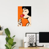 Mädchen mit Lutscher Pop Art Poster (Heimbüro)