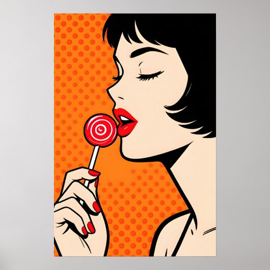 Mädchen mit Lutscher Pop Art Poster (Vorne)