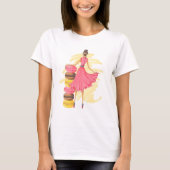 Mädchen mit Macarons Rosa T-Shirt (Vorderseite)