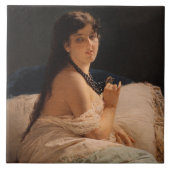 Mädchen mit Medallion (von Gerolamo Induno) Fliese (Vorderseite)