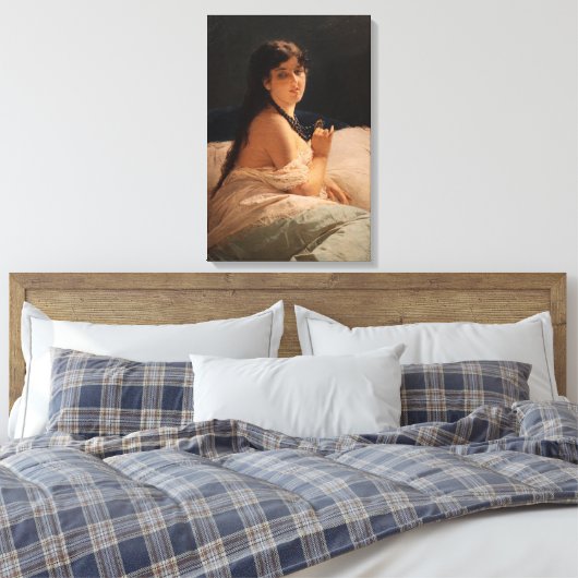 Mädchen mit Medallion (von Gerolamo Induno) Leinwanddruck (Insitu (Schlafzimmer))