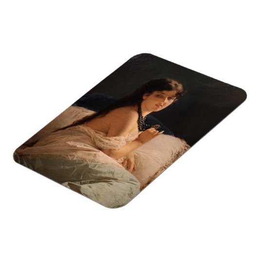 Mädchen mit Medallion (von Gerolamo Induno) Magnet (Linke Seite)