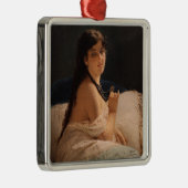 Mädchen mit Medallion (von Gerolamo Induno) Ornament Aus Metall (Rechts)