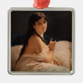 Mädchen mit Medallion (von Gerolamo Induno) Ornament Aus Metall