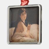 Mädchen mit Medallion (von Gerolamo Induno) Ornament Aus Metall (Links)