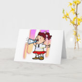 Mädchen mit Megaphone Karte (Gelbe Blume)