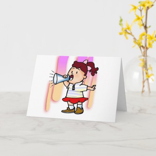 Mädchen mit Megaphone Karte (Gelbe Blume)