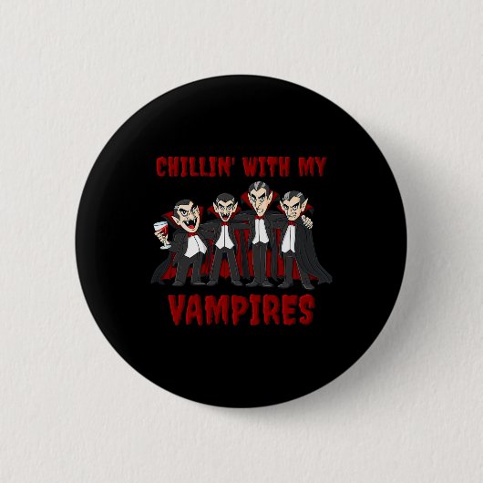 Mädchen mit meinen Vampiren Halloween-Jungen Kinde Button (Vorderseite)