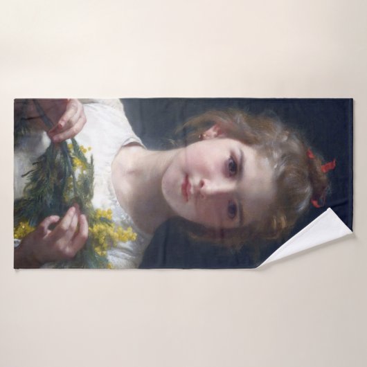 Mädchen mit Mimosa, Bouguereau Badehandtuch (Badehandtuch)