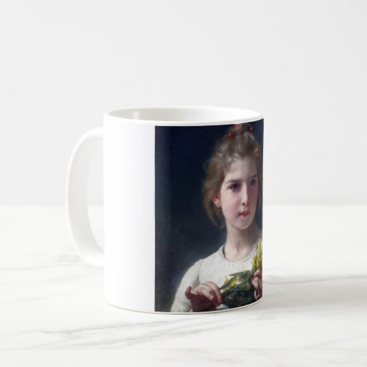 Mädchen mit Mimosa, Bouguereau Kaffeetasse (Vorderseite Links)