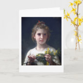 Mädchen mit Mimosa, Bouguereau Karte (Gelbe Blume)
