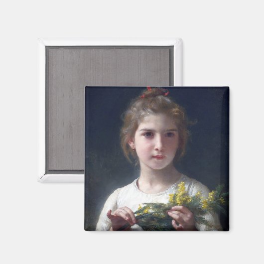 Mädchen mit Mimosa, Bouguereau Magnet (Vorderseite/Rückseite)