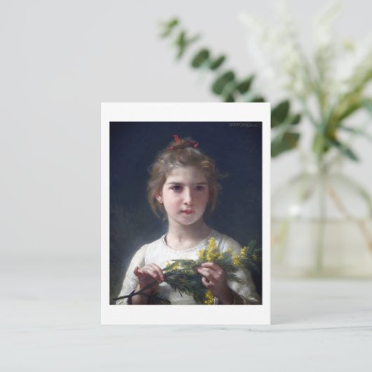 Mädchen mit Mimosa, Bouguereau Postkarte (Stehend Vorderseite)