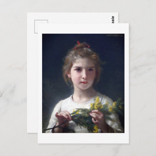Mädchen mit Mimosa, Bouguereau Postkarte (Vorne/Hinten)