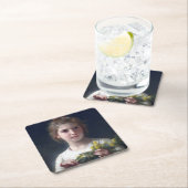 Mädchen mit Mimosa, Bouguereau Rechteckiger Pappuntersetzer (Vor Ort)