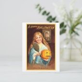 Mädchen mit Mirror und Pumpkin Postkarte (Stehend Vorderseite)