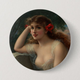 Mädchen mit Mohn Button