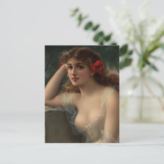 Mädchen mit Mohn Postkarte (Stehend Vorderseite)