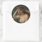 Mädchen mit Mohn Runder Aufkleber (Tasche)