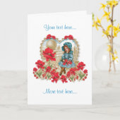 Mädchen mit Mohnblumen ~ Karte (Gelbe Blume)