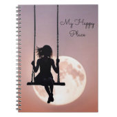 Mädchen mit Mond im Swing Notizblock (Vorderseite)