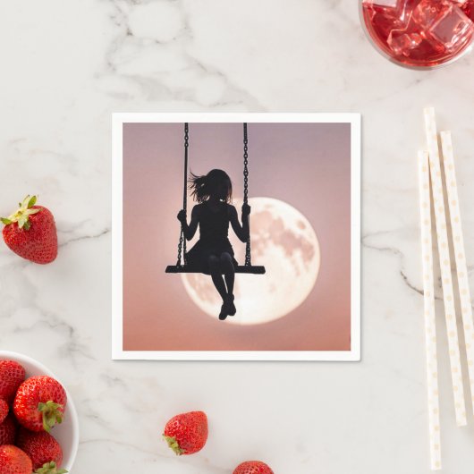 Mädchen mit Mond im Swing Serviette (Beispiel)